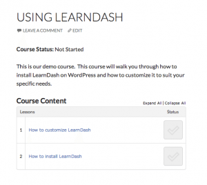 The default course homepage using the "Twenty Fourteen" WordPress template.