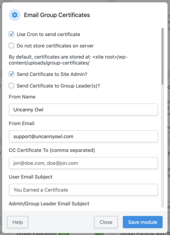 Email Group Certificates - Uncanny Owl