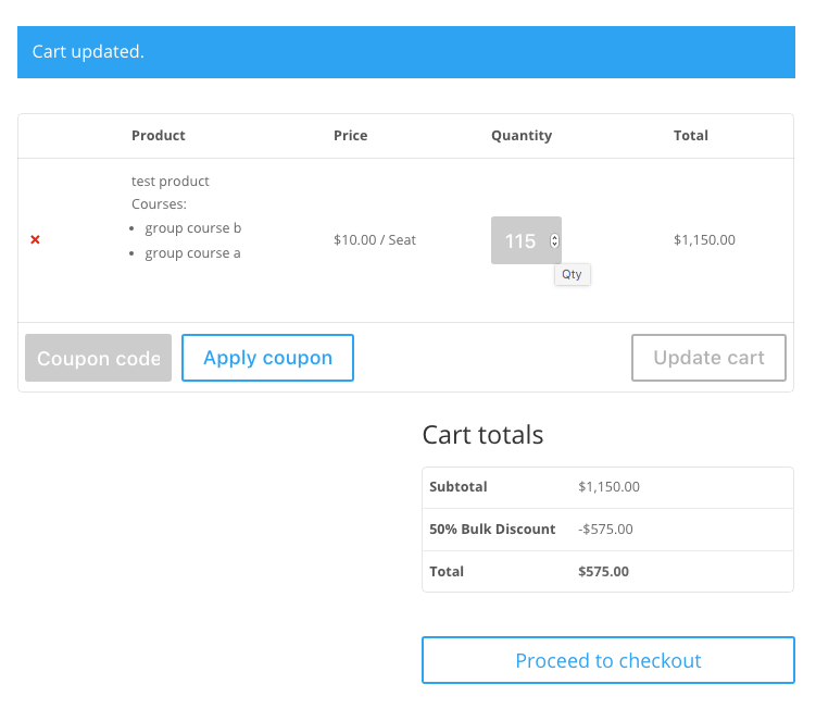 Updating Seats in the Cart