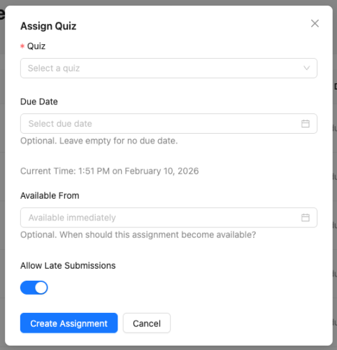 Quiz Availability Limits Cheating